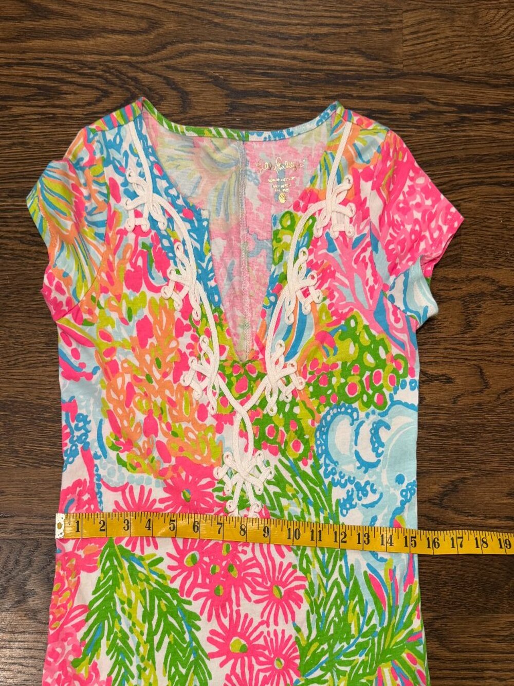 Lilly Pulitzer Brewster Pima Cotton Embroidered TShirt Dress Bright Print XS - Picture 4 of 7